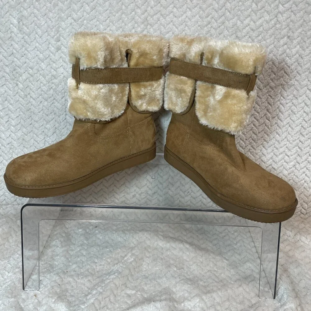 G by Guess Womens Tan Aussie Faux Fur Lined‎ Round Toe Ankle Boot NWOT Size 7M